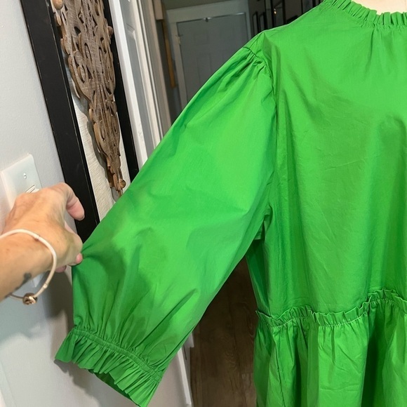 SCOOP green babydoll peplum top with half sleeves and mock neck - Picture 4 of 15